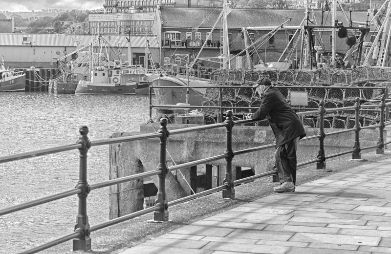 Man overlooking the harbour at Whitby